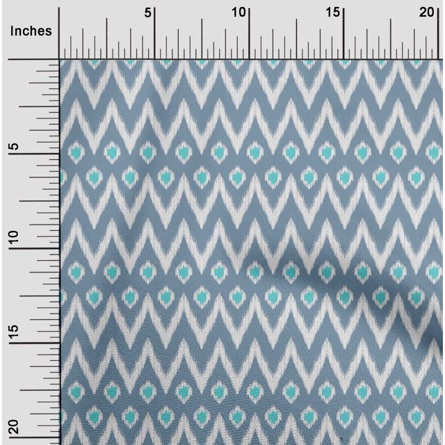 oneOone Organic Cotton Poplin Twill Fabric Chevron Ikat Printed Craft Fabric BTY 42 Inch Wide