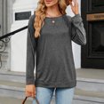 thumbnail image 3 of Timegard Womens Tops Round Neck Long Sleeve Comfy Loose Solid Color Blouse Casual Tops Basic Tee Shirts, 3 of 5