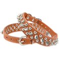 thumbnail image 2 of Spiked Studded Rivet Leather Dog Collar for Cats Puppy Small Medium PetsBrownM 42*2.5CM, 2 of 8