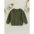 thumbnail image 2 of Faithtur Toddler Baby Round Neck Sweaters, Long Sleeve Solid Color Loose Knitted Pullovers, 2 of 9