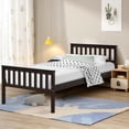 thumbnail image 2 of Giantex Wood Bed Frame,  Bed Mattress Foundation w/Headboard & Footboard, No Box Spring Needed, Twin Size, 2 of 8