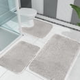 thumbnail image 4 of Dvkptbk Gray Bathroom Rugs Sets 3 Piece with U-Shaped Mats, Non-Slip & Quick Dry Bath Mat Set, Water Absorbent Soft Microfiber Shaggy Bath Rugs for Tub, Shower, Bathroom Floor, 4 of 8
