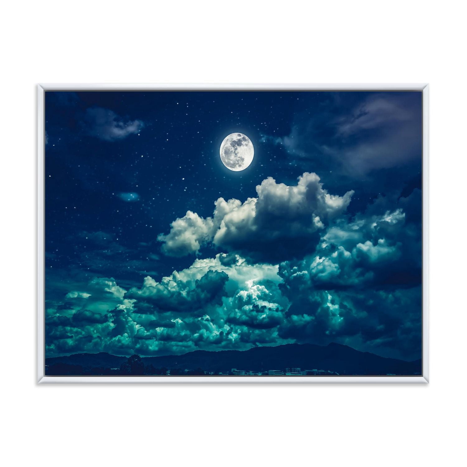 Designart Pleine lune dans le ciel nocturne nuageux II ART MURAL À CADRE FLOTTÉ