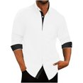 thumbnail image 1 of Longues T-shirts à Manches pour Hommes Mode Décontractée Patchwork Col Rabattu Bouton Chemise à Manches Longues Blouse T-Shirts Décontractés pour Hommes, 1 of 6