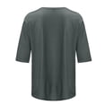thumbnail image 4 of CFLVAEK T-Shirts Classiques à Manches 1/2 pour Femmes, Col Rond Décontracté, Blouse Unie, T-Shirts Confortables pour Dames 2024, Hauts de Sortie, 4 of 5
