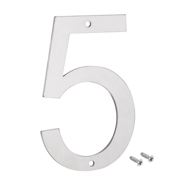 Unique Bargains 5 Inch 304 Stainless Steel House Number Polishing for Door Mailbox(Number 5)