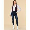 thumbnail image 2 of INSPIRE CHIC Veste Sans Manches à Carreaux Extensible Asymétrique pour Femme à Col en V, Taille Cintrée, à Boutons, 2 of 6