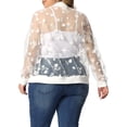 thumbnail image 3 of GRACE & GRANDEUR Women's Plus Size Mesh Sheer Floral Lace Long Sleeve Bomber Jacket, 3 of 5