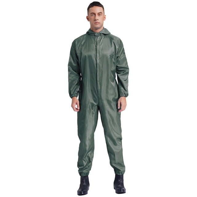 Sxiwei Mens One Piece Work Coveralls Jumpsuits Long Sleeves Front Zipper Mechanics Body Suits Gray A L