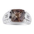 thumbnail image 1 of RYLOS Cushion Shape Checker Top 12MM Smoky Quartz Color Stone & Diamonds Set in Sterling Silver Size 11, 1 of 6