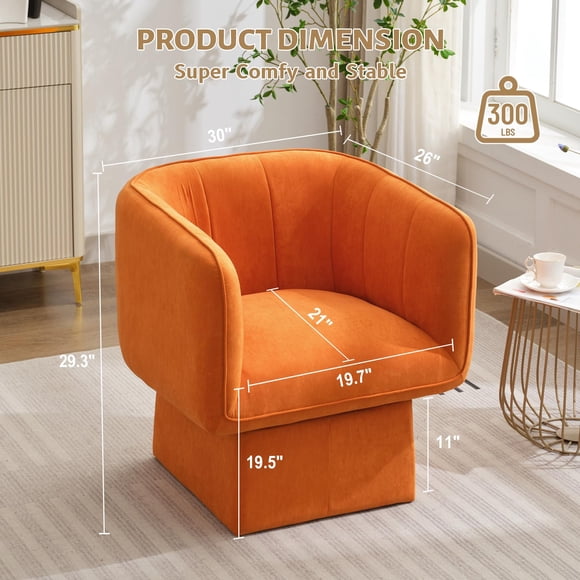 Yiwa 360° Swivel Barrel Chair, Modern Round Accent Armchair with Arms, Comfy Reading Chair for Living Room or Office**