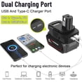 thumbnail image 3 of DM18RL Battery Adapter Converter with USB & Type-C Port for Use with R-yobi 18V Lithium Battery Tools, Converts De-Walt 20V Li-ion or Mil-Waukee 18V Li-ion Battery to R-yobi 18V Li-ion Battery, 3 of 10