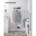 thumbnail image 1 of SONGMICS Clothes Drying Rack, 59-Inch Folding Laundry Drying Rack with 3 Rotatable Arms for Hangers, 4 Legs, Stainless Steel, for 27 Pieces of Clothes, Blue and Silver, 1 of 7