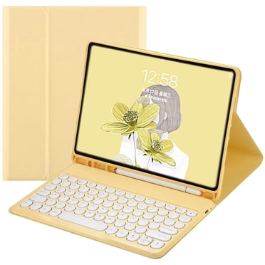 Étui Clavier pour iPad 10e Génération 2022 10,9 Pouces Clavier Mignon à Touches Rondes Clavier Couleur Sans Fil Housse de Clavier BT Détachable pour iPad 10 10,9 Pouces