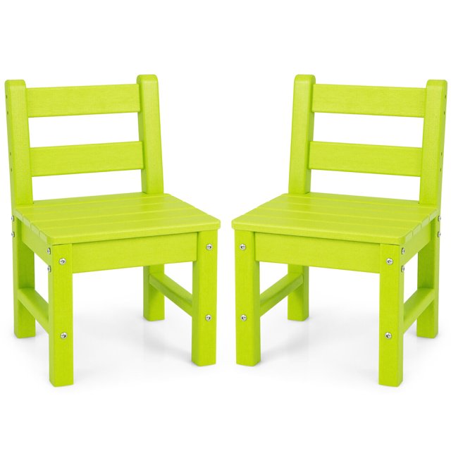 Gymax 2 PCS Kids Chairs Indoor Outdoor Heavy-Duty All-Weather Children Learning Chair Green