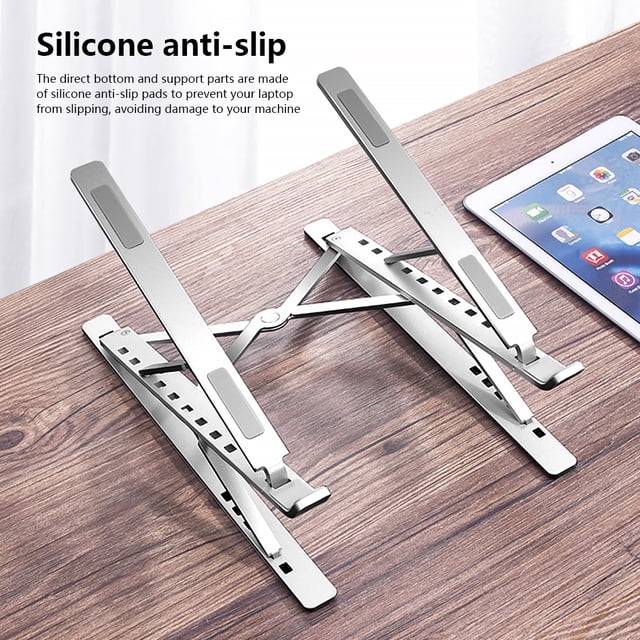 Foldable Laptop Holder Adjustable Height Ergonomic Notebook Tablets Typing Gaming Table Stand PC Lifter Household Office Gifts Silver