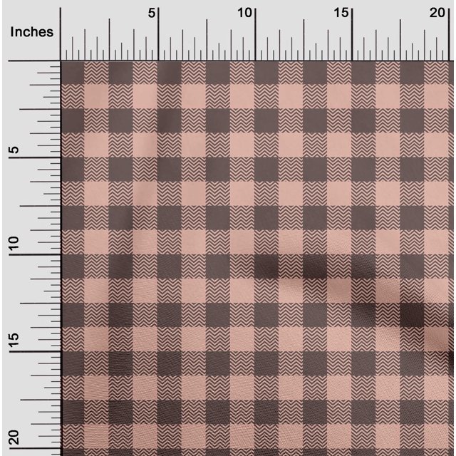 oneOone Polyester Lycra Peach Fabric Gingham Check Craft Projects Decor Fabric Printed By The Yard 56 Inch Wide