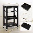thumbnail image 3 of Costway Compact Kitchen Island Cart Rolling Service Trolley with Stainless Steel Top Basket, 3 of 10