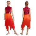 thumbnail image 1 of CHICTRY Filles Enfants Corsage à Paillettes Robe de Danse Liturgique de Louange Sans Manches Tunique de Culte Irrégulière Tenue de Danse d'Église Rouge 10, 1 of 6