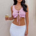 thumbnail image 3 of Ladies Cami Top Crew Neck Navel Exposed Solid Color Streetwear Suit Daily Outfit, 3 of 8