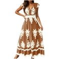 thumbnail image 2 of Ovzne Robes pour Femmes Robe d'Été Robe Décontractée de Plage pour Femmes Robe à Imprimé de Vacances Robe Maxi Grande Taille Robe Imprimée Liquidation, 2 of 7