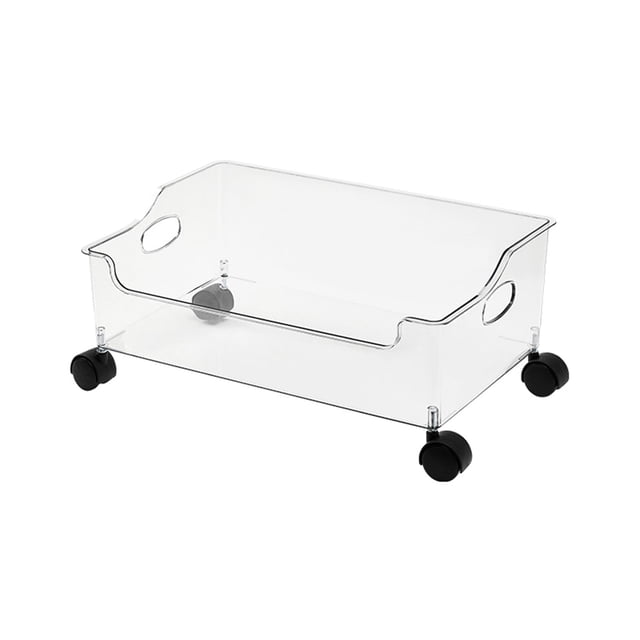 Boîtes de Rangement pour Livres avec Roues Bacs de Rangement Transparents Grand Organisateur pour Bibliothèques. Matériau PET Transparent avec Poignées Ajourées des Deux Côtés pour un Transport Facile. Comprend des Roues Universelles Amovibles pour une Mobilité Fluide. Dimensions : 47cm x 29.5cm x 20cm (18.50 Po x 11.61 Po x 7.87 Po). Idéal pour Organiser des Livres, un Rangement portable et une Utilisation Polyvalente dans les Cuisines, Chambres, Salles de Bain, Bureaux et Plus.