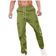thumbnail image 2 of AherBiu Cargo Pants For Men Drawstring Elastic Waisted Straight Leg Swaetpants With Multi Pockets Casual Athletic Workout Trousers, 2 of 9