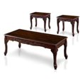 thumbnail image 1 of Bowery Hill Traditional 3 Piece Solid Wood Coffee Table Set in Dark Cherry, 1 of 3
