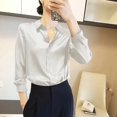 thumbnail image 2 of GigrtiJin Chemises Boutonnées pour Femmes Automne Manches Longues Col Rabattu Couleur Unie Mode Décontractée Confortable Hauts Amples, 2 of 5