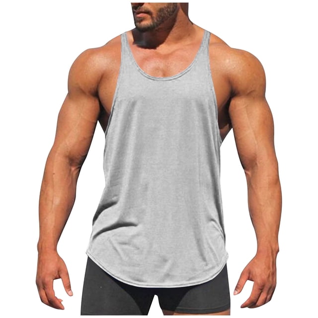 Lmnyox Men's Workout Tank Tops Cotton Sleeveless Stretchy Training Muscle Tee Quick Dry Athletic Shirts