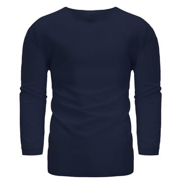 TIHLMK T-Shirts à Manches Longues pour Hommes Chemise Ample en Coton et Lin à Col en V à Manches Longues pour Hommes Couleur Unie Multi-Tailles