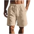 thumbnail image 2 of EOYWHK Men's Linen Shorts Elastic Waist Lounge Shorts Casual Solid Color Sleep Shorts with Drawstring Pockets, 2 of 6