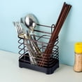 thumbnail image 1 of Wall Mounted Iron Kitchen Utensil Holder | Double Grid Chopstick & Spoon Storage Rack | Pull-Out Silver Utensil Organizer | 18x16x9.5cm Modern Kitchen Tool Organizer, 1 of 6