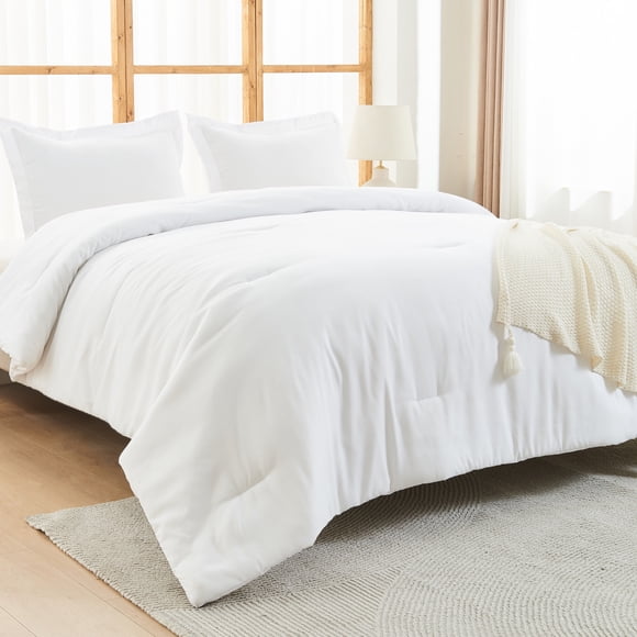 Hitime Ultra Soft Beige Twin Size Comforter Set 3 Pieces Gentle Down Alternative Bedding 1 Lightweight Comforter and 2 Pillowcases