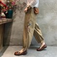 thumbnail image 5 of Simua Women's Harem Pants, Vintage Lace Embroidered Patchwork High Waist Ruffle Trousers with Pockets, 5 of 5
