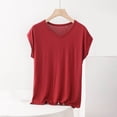 thumbnail image 2 of BLVB Plus Size Pajama Tops for Women Loose Fit V Neck Short Sleeve Soft Modal Sleep Shirts Loungewear, 2 of 6