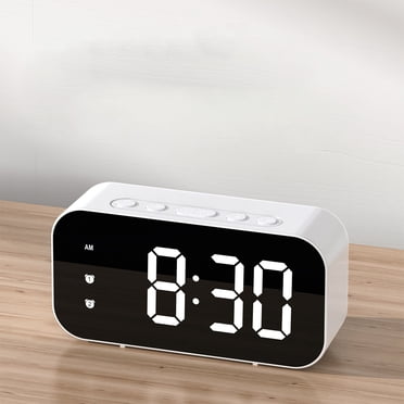 Aqestyerly Réveil Miroir à DEL Horloge Électronique Numérique à Brancher Petite Horloge à Commande Sonore avec Affichage de la Température HWRETIE