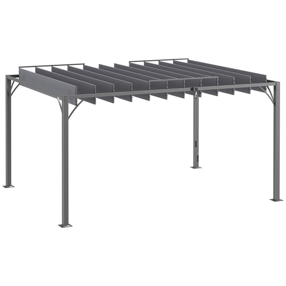 Grey Aluminium Louvered Pergola Canopy - 12.8' x 9.7' Outdoor Gazebo for Patio, Garden & Lawn - Adjustable Shade, Steel Frame, Easy Assembly
