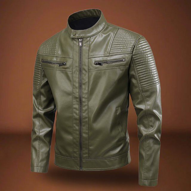 NaWent Mens Leather Jacket Cafe Racer Style Motorcycle Leather Jacket Full Zipper Leather Jacket
