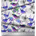 thumbnail image 3 of Soimoi Georgette Viscose Fabric Floral & Sparrow Bird Print Sewing Fabric Yard 42 Inch Wide, 3 of 3