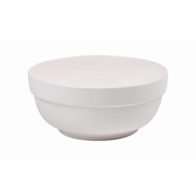 Mainstays Bol Blanc en Porcelaine 8 Pouces Bol en Céramique Blanc en Porcelaine de 8 Pouces avec silhouette Ronde Peu Profonde, Fini Glacé et Rebord Légèrement Évasé. Va au Lave-Vaisselle selon les Spécifications. Présenté sur un Fond Uni; Convient pour Servir de la Soupe, des Trempettes Ou comme Contenant de Comptoir.