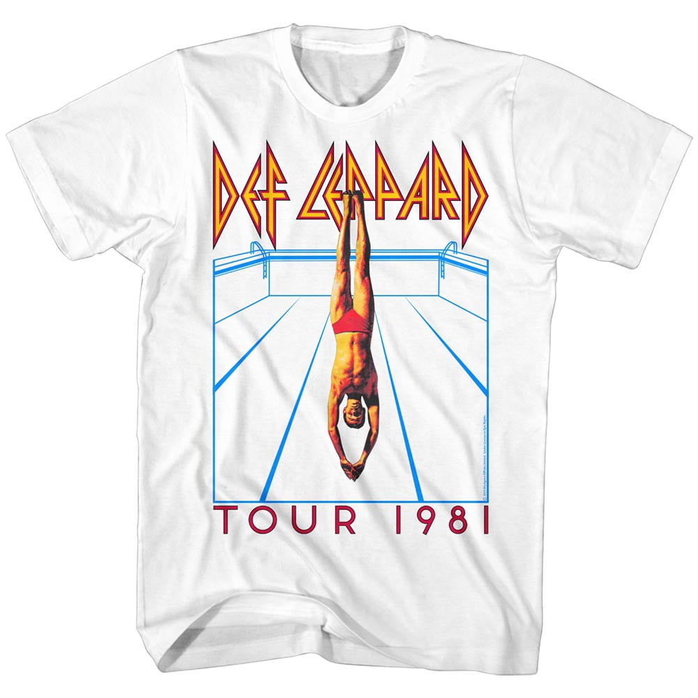 Def Leppard 1981 Tour Heavy Metal Band Rock and Roll Diving T-Shirt pour Adulte Tee