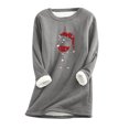 thumbnail image 1 of IROINID Liquidation Chandail de Noël pour Femmes Imprimé Manches Régulières Automne Hiver Ample Vacances Détente Manches Col Rond Chemise Hauts, Gris, 1 of 5