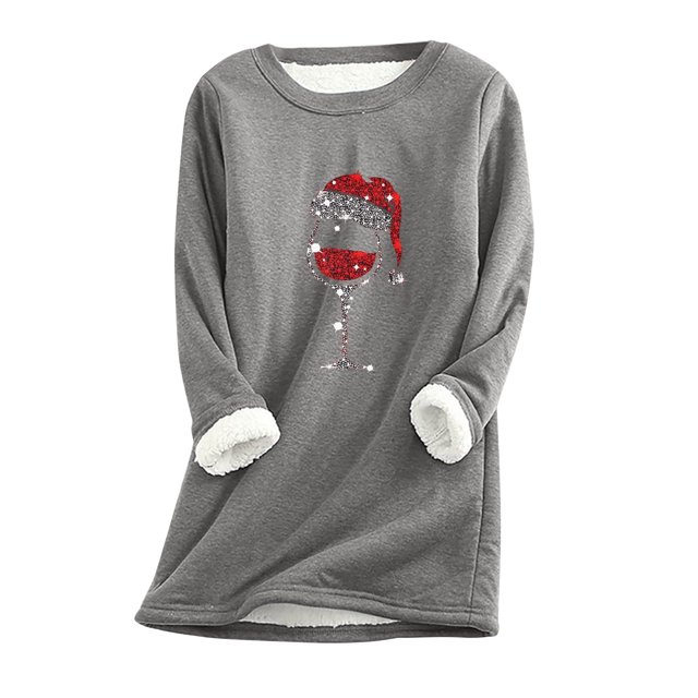IROINID Liquidation Chandail de Noël pour Femmes Imprimé Manches Régulières Automne Hiver Ample Vacances Détente Manches Col Rond Chemise Hauts, Gris