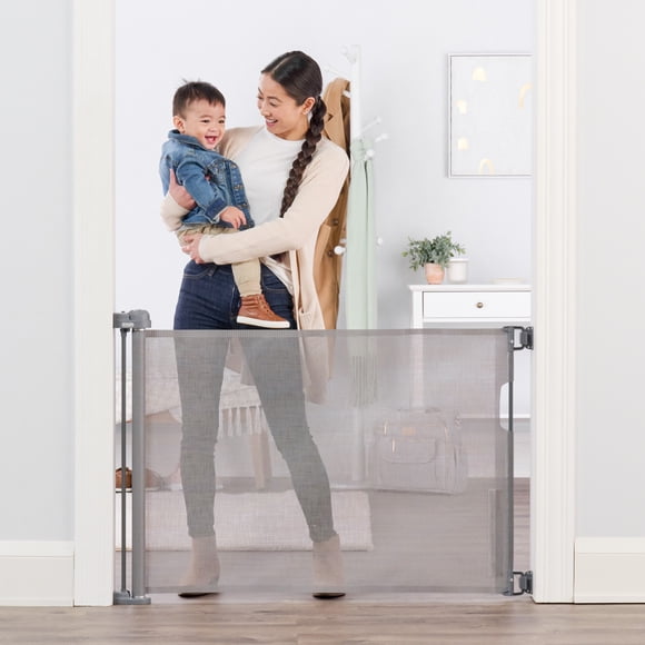 Barrière de sécurité rétractable Regalo pour bébé, barrière en maille murale de 50 po pour portes et escaliers, réglable, indicateur de verrouillage, quincaillerie incluse
