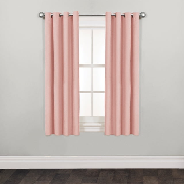 Mainstays Faux Silk Light-Filtering Grommet Window Curtain Panel, 54" x 63", Peach, 1 Panel