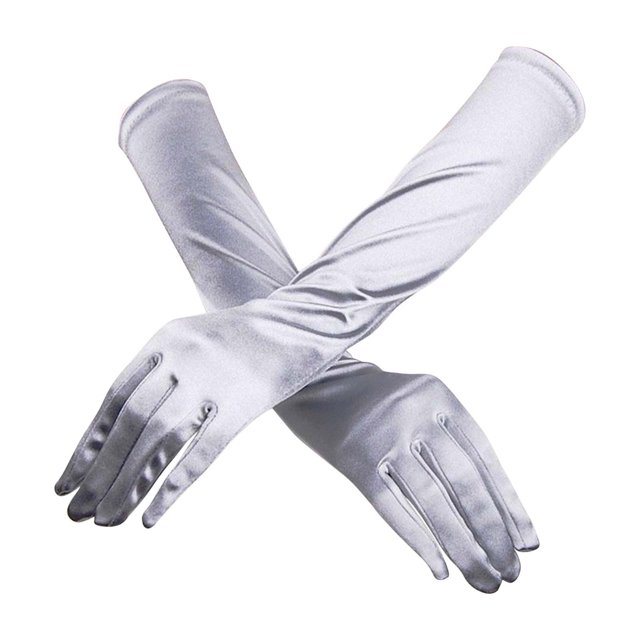 Birdeem Gants Longs en Satin pour Femmes Opera Mariage Soirée Nuptiale Fête Bal