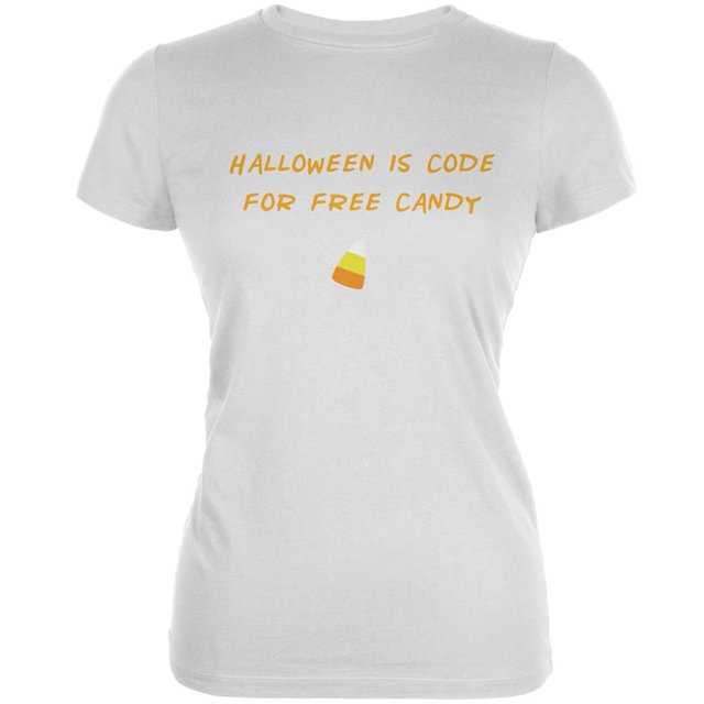 Halloween Est Code pour Bonbons Gratuits T-Shirt Doux Blanc Juniors
