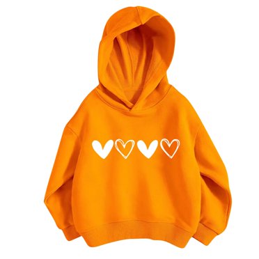 cfhntfmh Chandails à Capuchon pour Filles Garçons Décontractés à Imprimé Cœur Manches Longues Chandails Molletonnés Surdimensionnés Tenues pour Tout-Petits Bébés