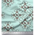 thumbnail image 1 of Soimoi Green Rayon Fabric Floral Wreath Geometric Decor Fabric Printed Yard 58 Inch Wide, 1 of 5
